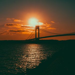 Preview wallpaper bridge, sunset, sea