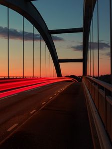 Preview wallpaper bridge, sunset, sky, marking