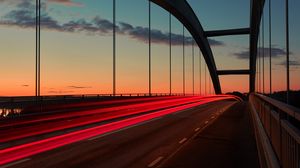 Preview wallpaper bridge, sunset, sky, marking