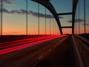 Preview wallpaper bridge, sunset, sky, marking