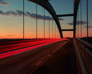 Preview wallpaper bridge, sunset, sky, marking