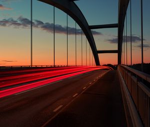 Preview wallpaper bridge, sunset, sky, marking