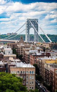 Preview wallpaper bridge, supports, houses, buildings
