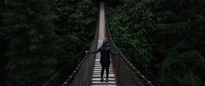 Preview wallpaper bridge, suspended, trees, people, loneliness