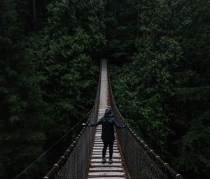 Preview wallpaper bridge, suspended, trees, people, loneliness