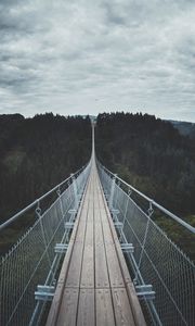 Preview wallpaper bridge, suspended, wood, trees, sky, clouds, germany