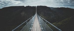 Preview wallpaper bridge, suspended, wood, trees, sky, clouds, germany