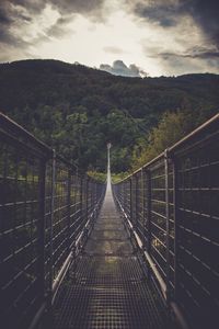 Preview wallpaper bridge, suspension bridge, forest, direction, trees, clouds