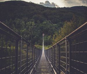 Preview wallpaper bridge, suspension bridge, forest, direction, trees, clouds