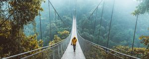 Preview wallpaper bridge, suspension bridge, loneliness, walk, forest