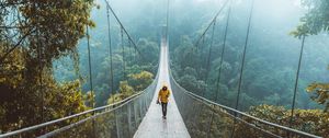 Preview wallpaper bridge, suspension bridge, loneliness, walk, forest