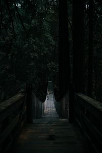 Preview wallpaper bridge, suspension bridge, solitude, forest, dark