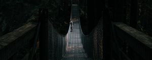 Preview wallpaper bridge, suspension bridge, solitude, forest, dark