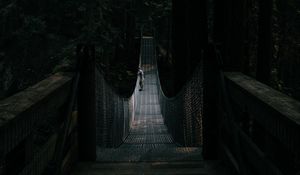 Preview wallpaper bridge, suspension bridge, solitude, forest, dark