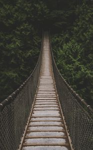 Preview wallpaper bridge, suspension bridge, trees, forest, greens