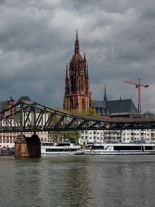 Preview wallpaper bridge, tower, architecture, river