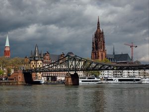 Preview wallpaper bridge, tower, architecture, river