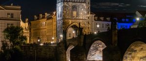 Preview wallpaper bridge, tower, river, buildings, night