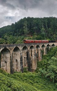 Preview wallpaper bridge, train, nature, forest