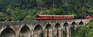 Preview wallpaper bridge, train, nature, forest