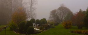 Preview wallpaper bridge, trees, fog, autumn