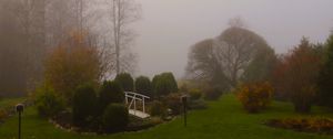 Preview wallpaper bridge, trees, fog, autumn