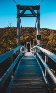 Preview wallpaper bridge, trees, forest, perspective, hill