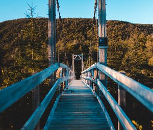 Preview wallpaper bridge, trees, forest, perspective, hill