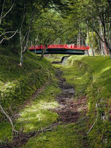 Preview wallpaper bridge, trees, nature, grass