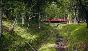 Preview wallpaper bridge, trees, nature, grass