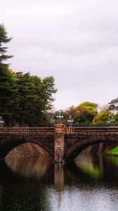 Preview wallpaper bridge, trees, river, landscape, architecture