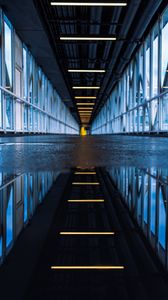 Preview wallpaper bridge, tunnel, road, puddle, reflection