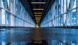 Preview wallpaper bridge, tunnel, road, puddle, reflection