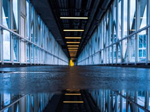 Preview wallpaper bridge, tunnel, road, puddle, reflection