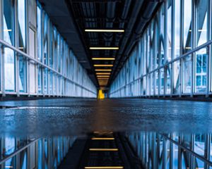 Preview wallpaper bridge, tunnel, road, puddle, reflection