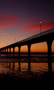 Preview wallpaper bridge, twilight, sea, dark