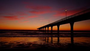 Preview wallpaper bridge, twilight, sea, dark