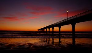 Preview wallpaper bridge, twilight, sea, dark