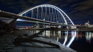 Preview wallpaper bridge, water, backlight, reflection, dark