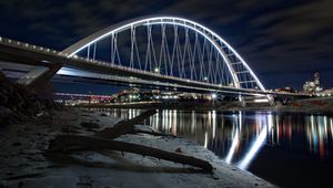 Preview wallpaper bridge, water, backlight, reflection, dark