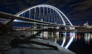 Preview wallpaper bridge, water, backlight, reflection, dark