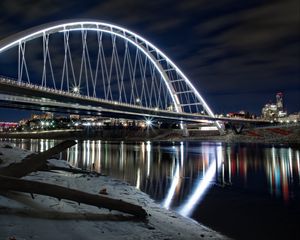 Preview wallpaper bridge, water, backlight, reflection, dark