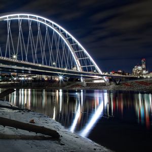 Preview wallpaper bridge, water, backlight, reflection, dark