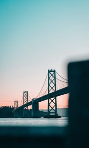 Preview wallpaper bridge, water, dusk, construction, architecture