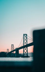 Preview wallpaper bridge, water, dusk, construction, architecture