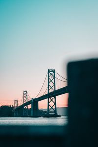Preview wallpaper bridge, water, dusk, construction, architecture