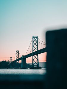 Preview wallpaper bridge, water, dusk, construction, architecture