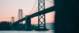 Preview wallpaper bridge, water, dusk, construction, architecture