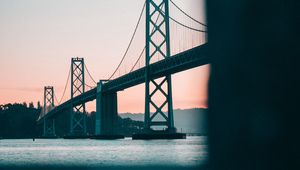 Preview wallpaper bridge, water, dusk, construction, architecture