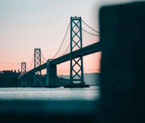 Preview wallpaper bridge, water, dusk, construction, architecture